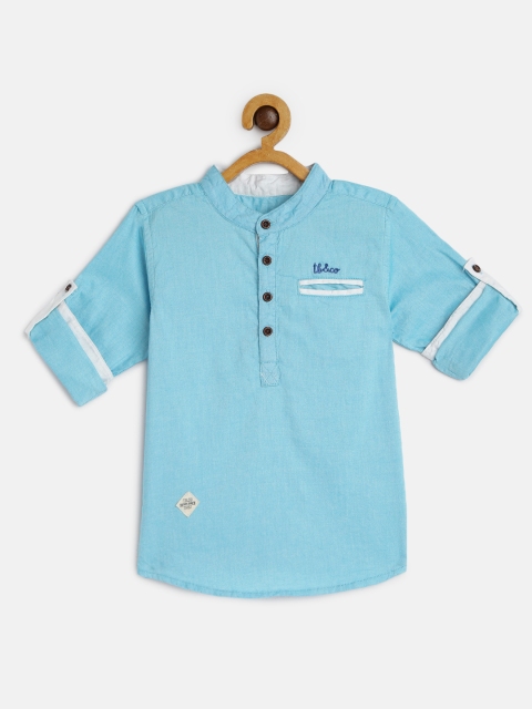 

Tonyboy Boys Turquoise Blue Solid Pure Cotton Kurta