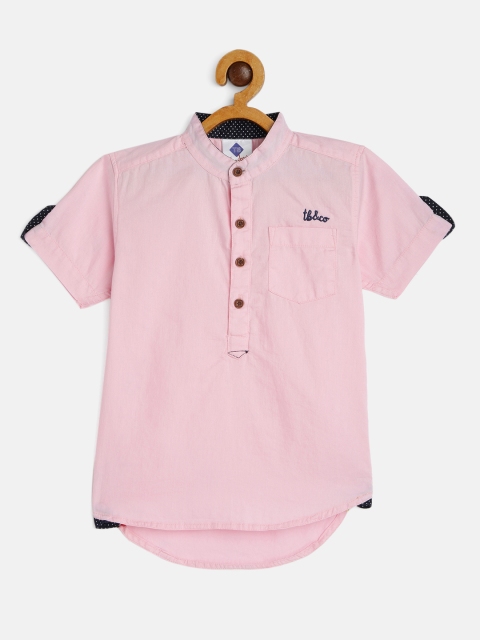 

Tonyboy Boys Pink Solid Pure Cotton Kurta