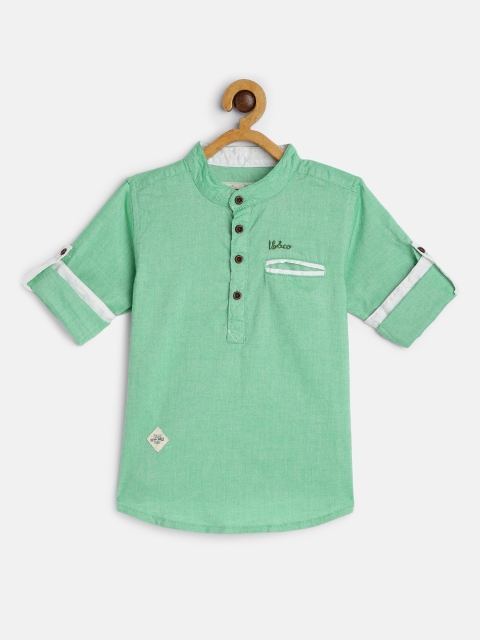 

TONYBOY Boys Green Regular Fit Solid Pure Cotton Casual Shirt