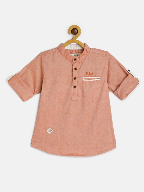 

Tonyboy Boys Orange Solid Pure Cotton Kurta