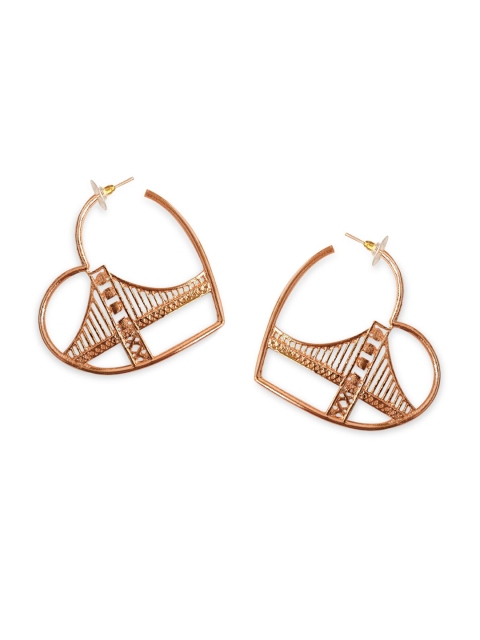 

Foxy Sperks Gold-Toned Heart Shaped Drop Earrings