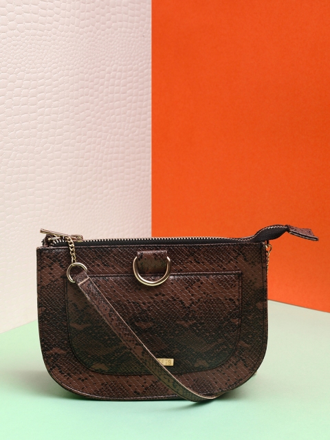 

STREET 9 Brown & Gold-Toned Textured Clutch