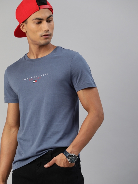 

Tommy Hilfiger Men Navy Blue Printed Round Neck Organic Cotton T-shirt