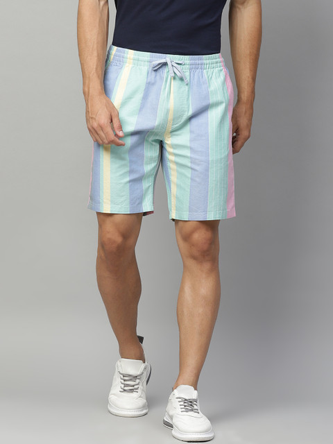 

Tommy Hilfiger Men Blue Striped Pure Cotton Regular Shorts