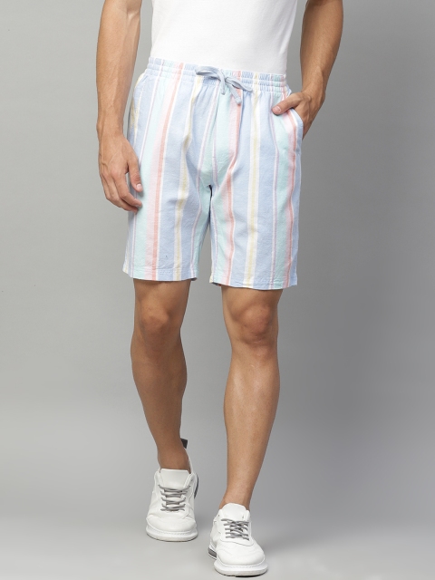 

Tommy Hilfiger Men Blue Striped Regular Shorts