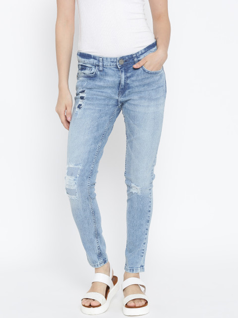 

Tokyo Talkies Women Blue Mildly Distressed Jeans