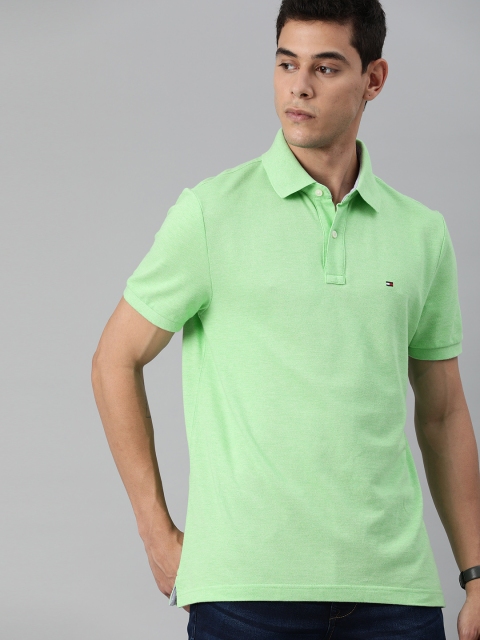

Tommy Hilfiger Men Green Solid Polo Collar T-shirt