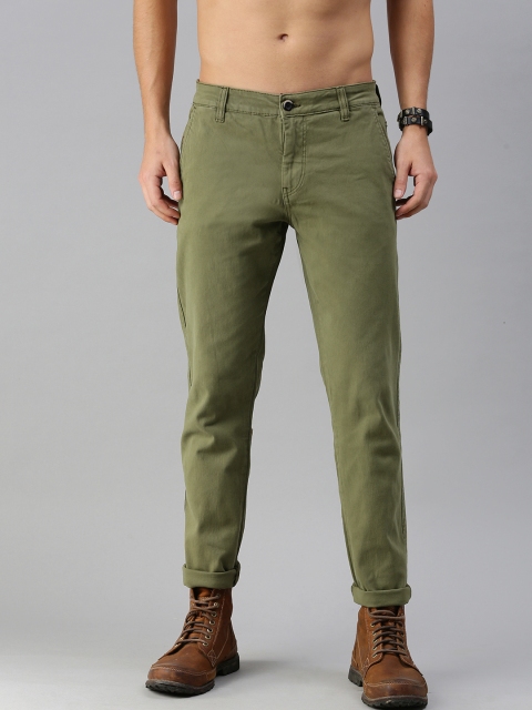 

Roadster Men Olive Green Slim Fit Chinos