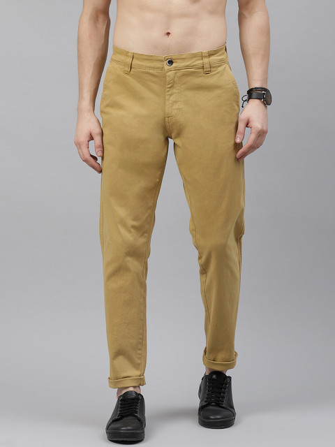 

Roadster Men Beige Solid Regular Fit Solid Chinos