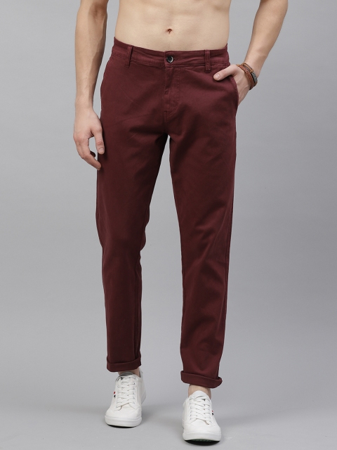 

Roadster Men Maroon Regular Fit Solid Chinos