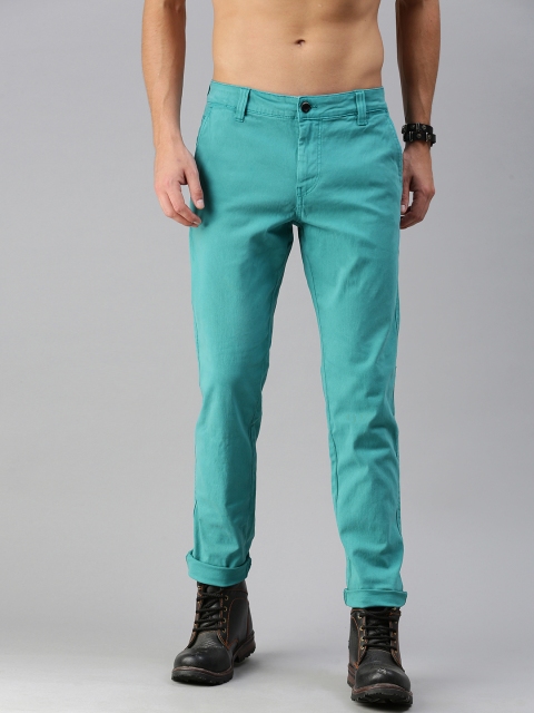 

Roadster Men Turquoise Blue Slim Fit Chinos Trousers