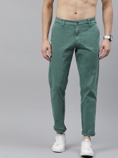 

Roadster Men Solid Green Regular Fit Solid Chinos