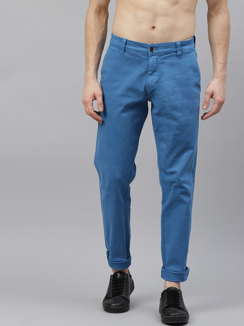 

Roadster Men Teal Blue Regular Fit Solid Chinos