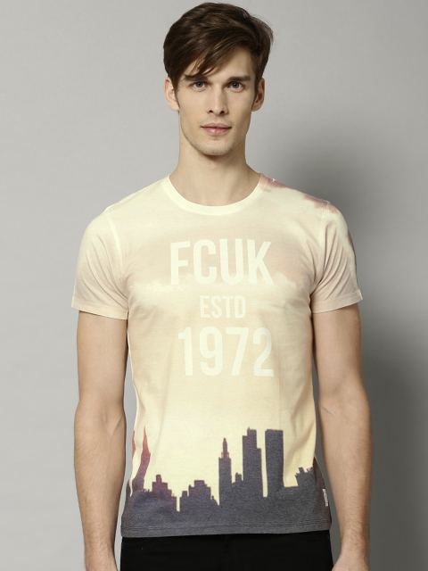 

French Connection Cream Printed T-shirt