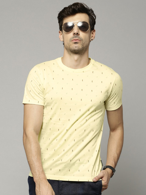 

French Connection Yellow Printed T-shirt