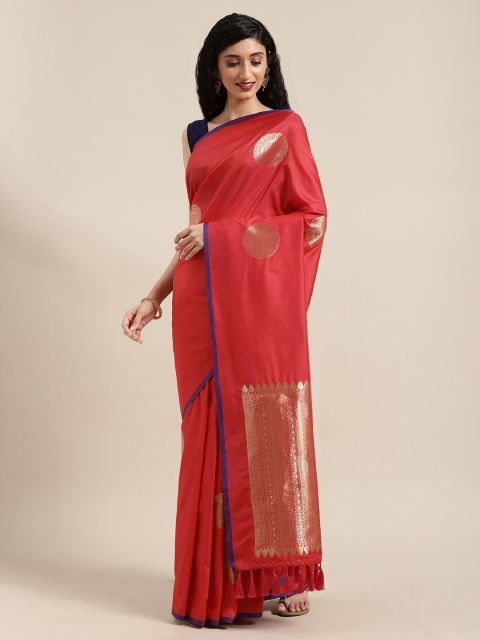 

VASTRANAND Red & Gold-Toned Woven Design Banarasi Saree