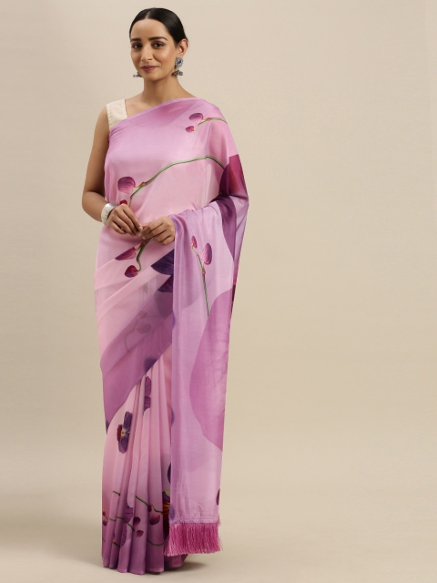 

VASTRANAND Lavender Printed Pure Silk Saree