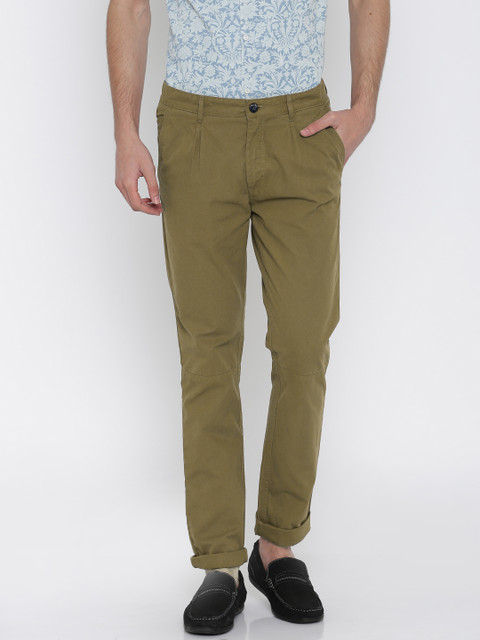 

Mast & Harbour Men Brown Regular Fit Chino Trousers