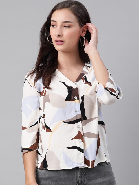 

Marks & Spencer Women White & Brown Regular Fit Printed Casual Shirt
