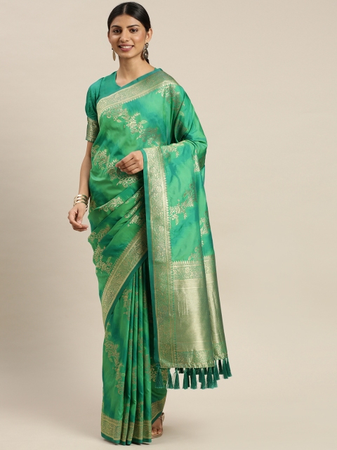 

Om Shantam Sarees Green & Gold-Coloured Woven Design Celebrity Kanjeevaram Saree