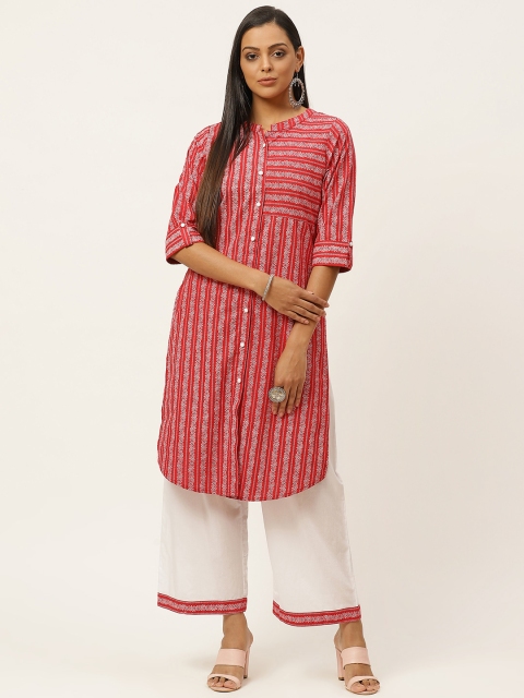 

Laabha Women Red & White Pure Cotton Ethnic Motifs Printed Kurta with Palazzos