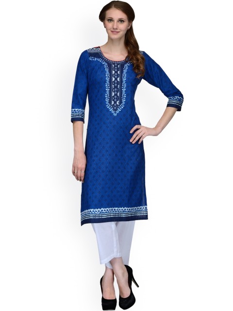 

Bitterlime Blue Printed Kurta