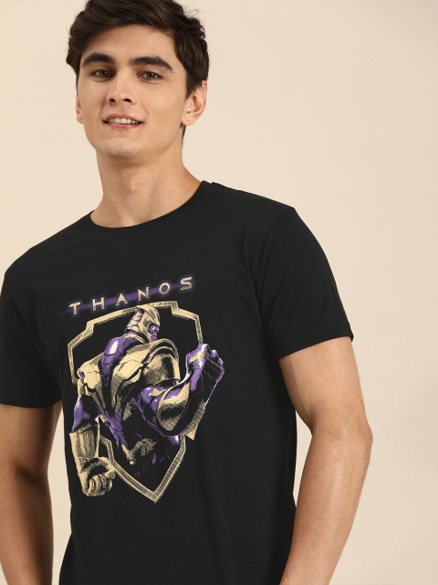 

Bewakoof Men Black Thanos Printed Round Neck Pure Cotton T-shirt