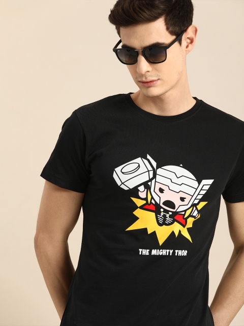

Bewakoof Men Black Thor Printed Round Neck Pure Cotton T-shirt