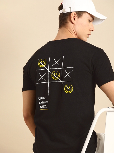

Bewakoof Men Black Back Printed Round Neck Pure Cotton T-shirt