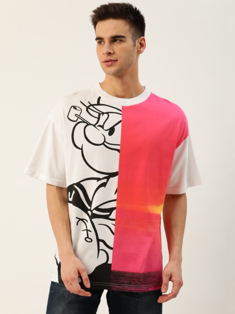 

United Colors of Benetton Men Pink Colourblocked Round Neck T-shirt