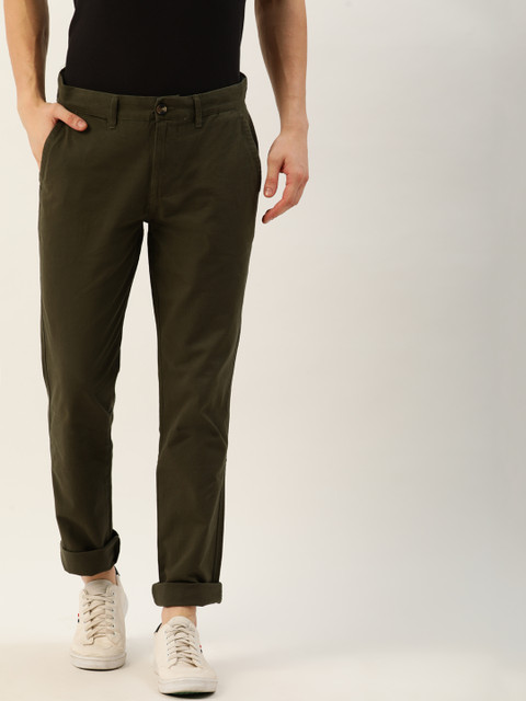 

United Colors of Benetton Men Olive Green Slim Fit Solid Chinos