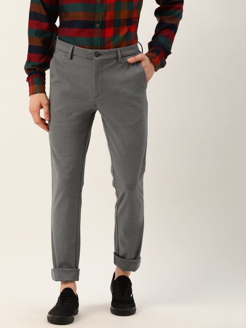 

United Colors of Benetton Men Charcoal Grey Slim Fit Solid Regular Trousers