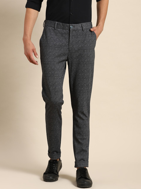 

United Colors of Benetton Men Charcoal Grey Slim Fit Chinos