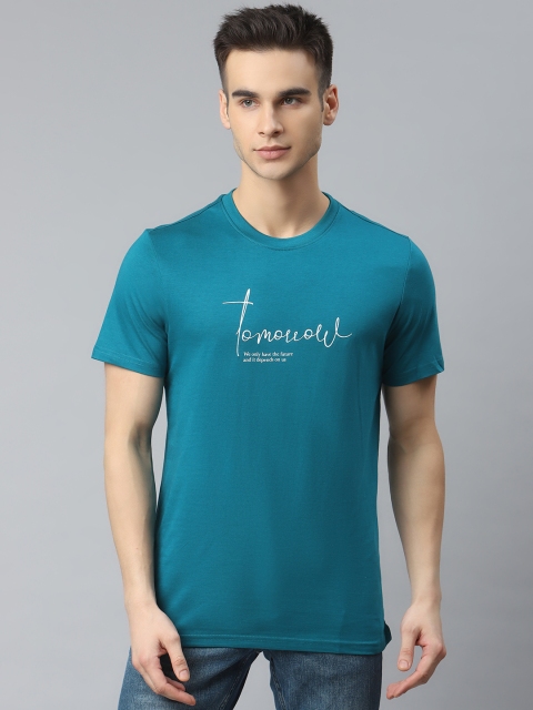 

M&H Our Water Men Teal Blue Printed Our Water Round Neck Sustainable T-shirt