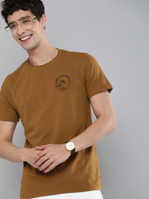 

M&H Our Water Men Rust Brown T-shirt With Printed Detailing