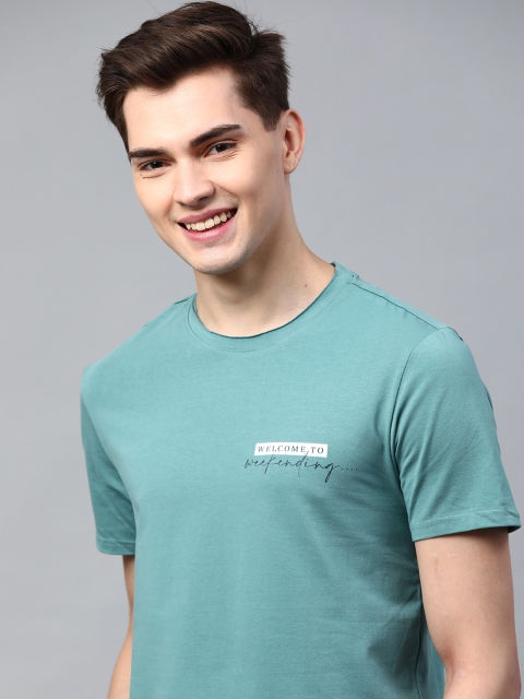 

M&H Easy Men Blue Typography Printed T-shirt