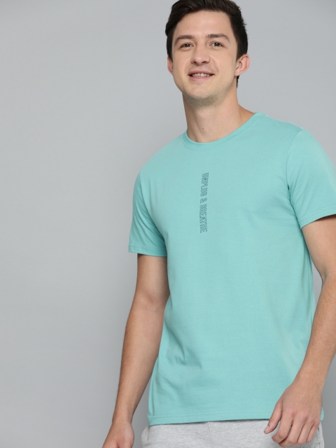 

M&H Easy Men Blue Printed Round Neck T-shirt