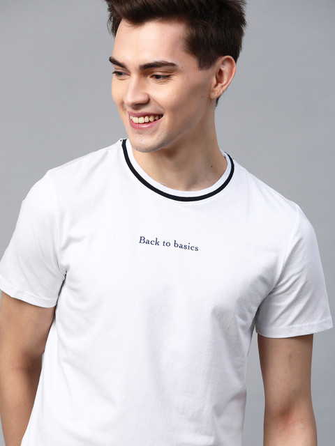 

M&H Easy Men White Typography Printed T-shirt