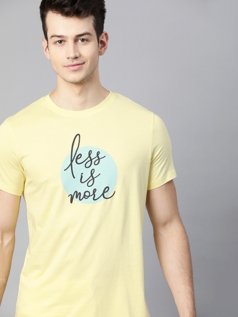 

M&H Our Water Men Yellow & Blue Typography Printed Sustainable T-Shirt
