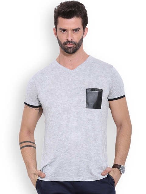 

MR BUTTON Grey Melange Structured Fit T-shirt