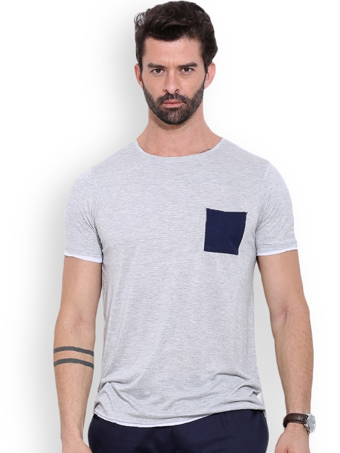 

MR BUTTON Grey Melange Structured Fit T-shirt