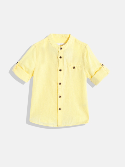 

Marks & Spencer Boys Yellow Solid Linen Cotton Casual Shirt