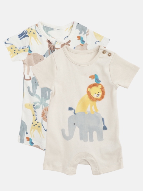 

Marks & Spencer Infant Kids Pack of 2 Cotton Printed Rompers, White