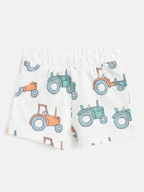 

Marks & Spencer Kids White & Mint Green Tractor Print Sustainable Shorts