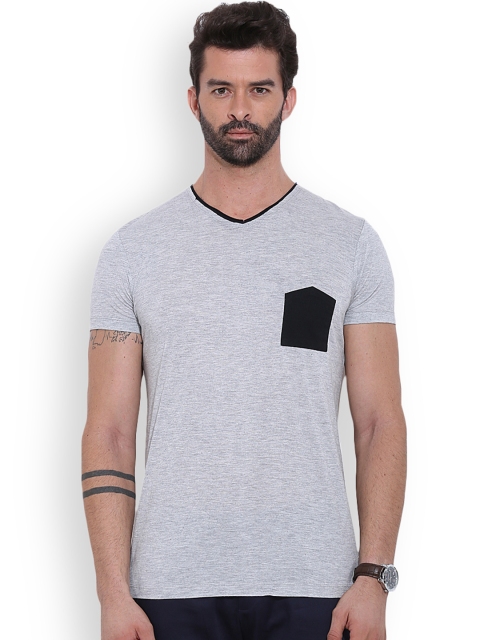 

MR BUTTON Grey Melange Structured Fit T-shirt