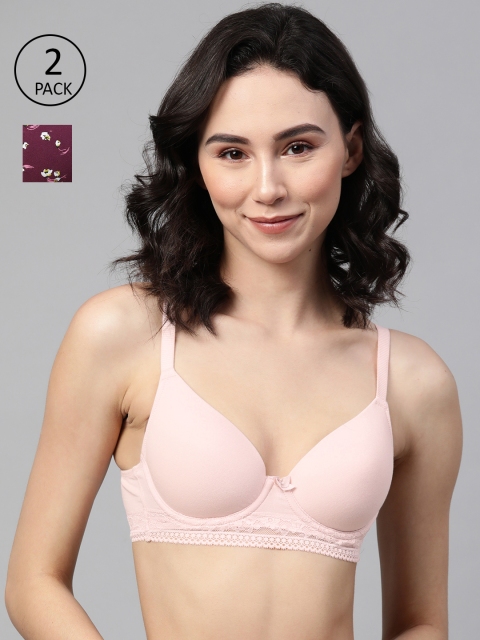 

Marks & Spencer Pack of 2 Underwired Lightly Padded Full Coverage T-shirt Bras T33394, Pink