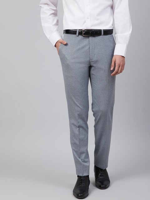 

Marks & Spencer Men Blue Slim Fit Self Design Regular Trousers