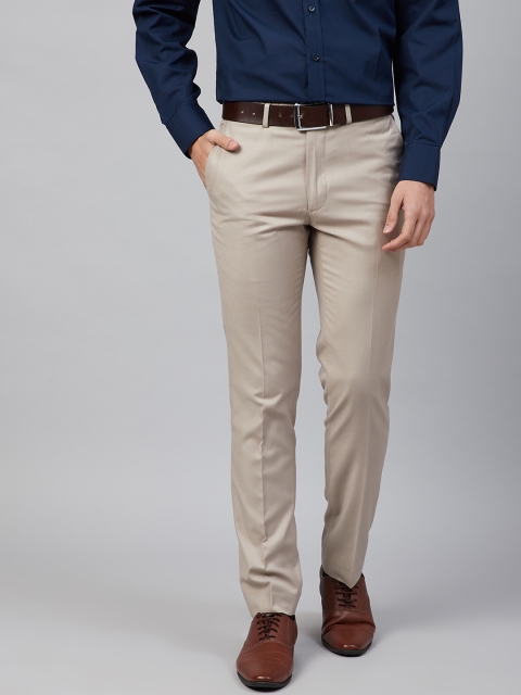 

Marks & Spencer Men Beige Slim Fit Solid Trousers