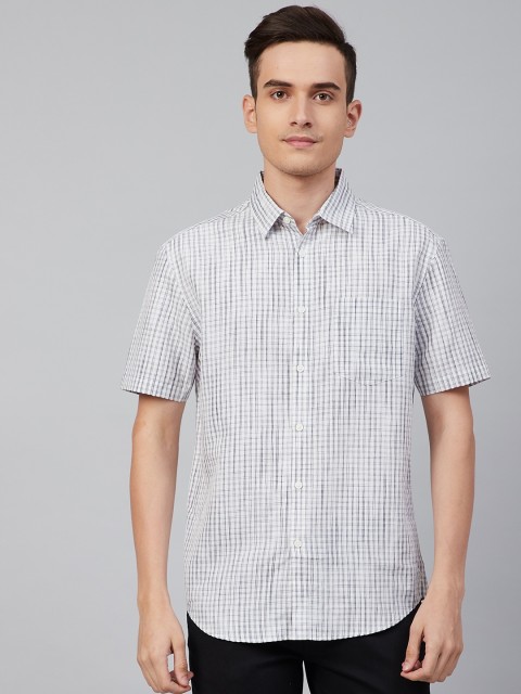 

Marks & Spencer Men White & Black Checked Regular Fit Casual Shirt