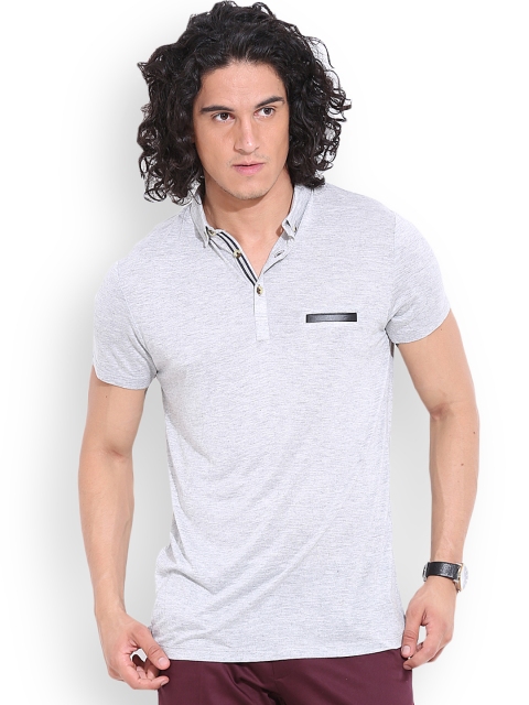 

MR BUTTON Grey Melange Structured Fit Polo T-shirt